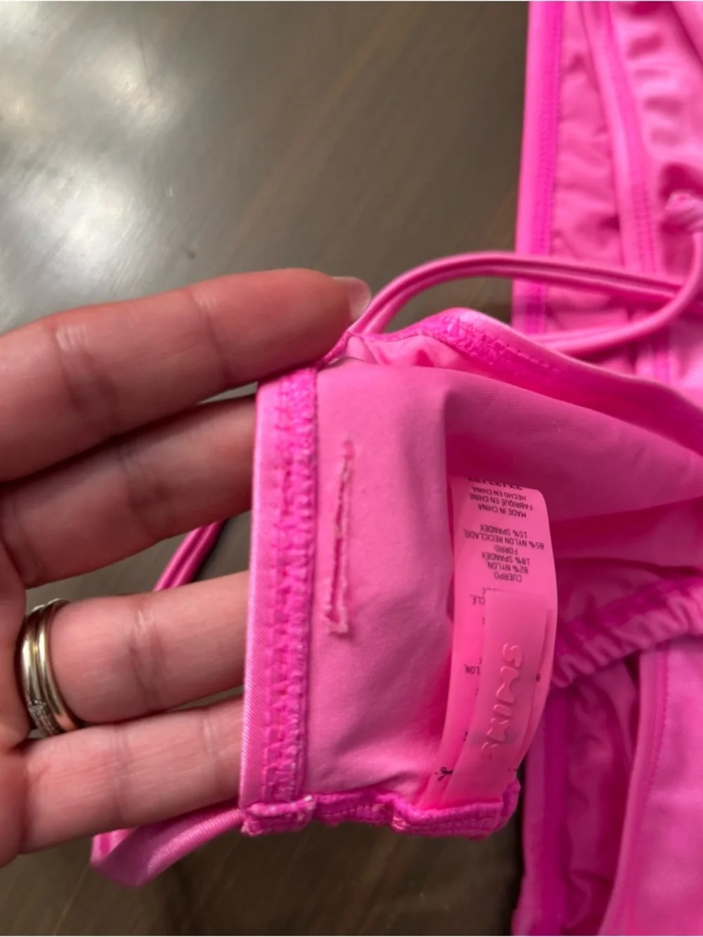 SKIMS Pink Shine Bikini, top 2X, bottoms M